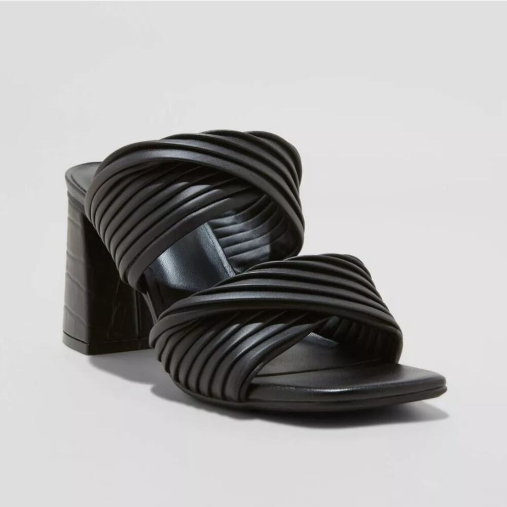 NEW A New Day Women's Jessa Mule Heels Slide Open Toe Sandals - Black Size 6.5 - Picture 5 of 8